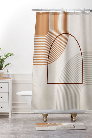 Iveta Abolina Mid Century Line Art IV Shower Curtain And Mat
