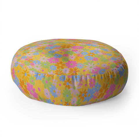 Iveta Abolina Multicolor Daisies Merigold Floor Pillow Round