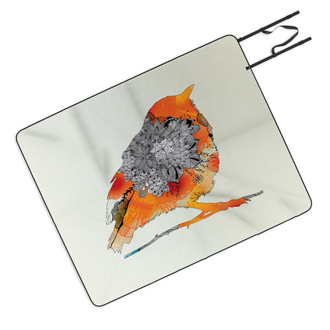 Iveta Abolina Orange Bird Picnic Blanket