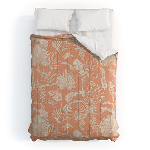 Iveta Abolina Palm Leaves Beige Coral Comforter