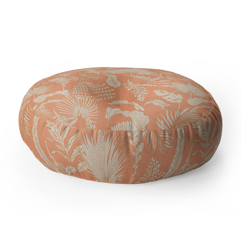 Iveta Abolina Palm Leaves Beige Coral Floor Pillow Round