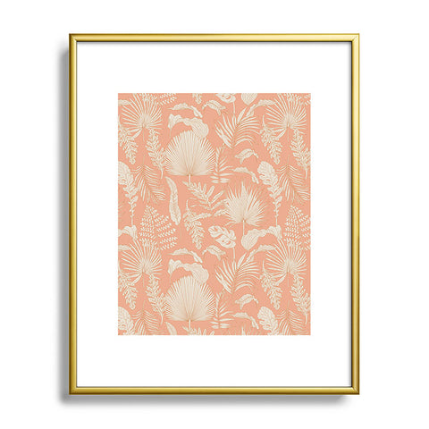 Iveta Abolina Palm Leaves Beige Coral Metal Framed Art Print