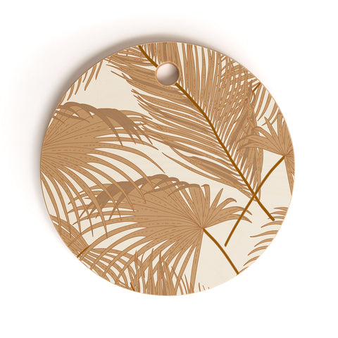 Iveta Abolina Palm Leaves Beige Cutting Board Round
