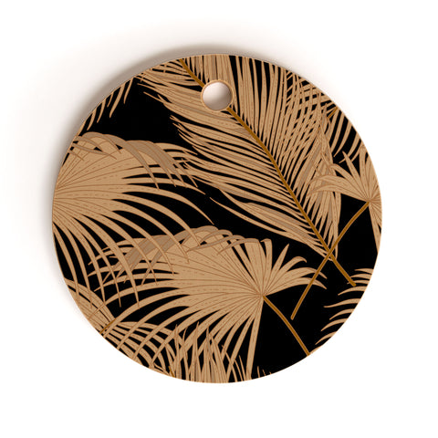 Iveta Abolina Palm Leaves Black Cutting Board Round