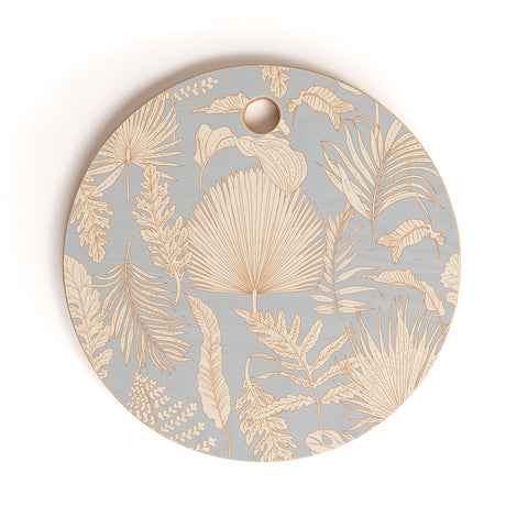 Iveta Abolina Palm Leaves Blue Cutting Board Round