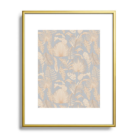 Iveta Abolina Palm Leaves Blue Metal Framed Art Print