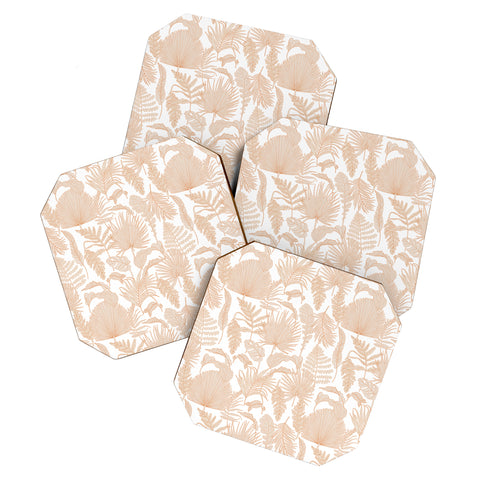Iveta Abolina Palm Leaves Cream White Coaster Set