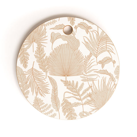 Iveta Abolina Palm Leaves Cream White Cutting Board Round