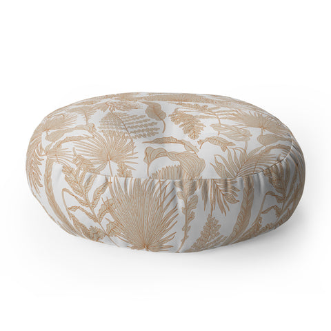 Iveta Abolina Palm Leaves Cream White Floor Pillow Round