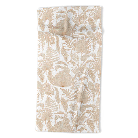 Iveta Abolina Palm Leaves Cream White Beach Towel