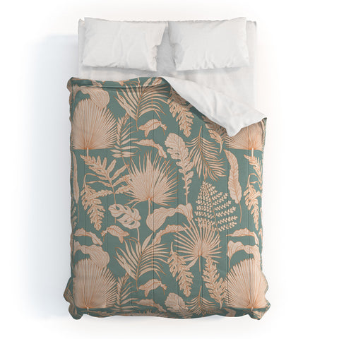 Iveta Abolina Palm Leaves Teal Comforter