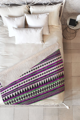 Iveta Abolina Purple Navajo Fleece Throw Blanket