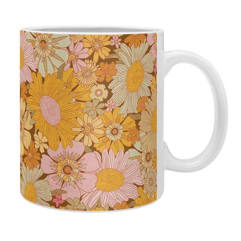 Iveta Abolina Retro Florals 70s Brown Coffee Mug