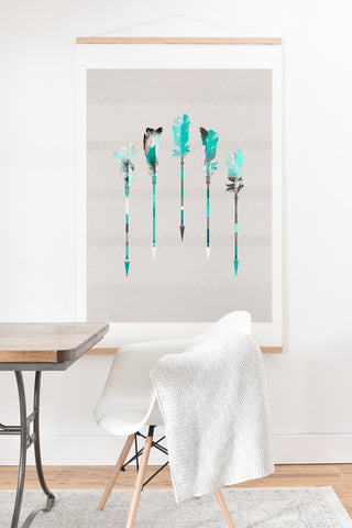 Iveta Abolina Teal Feathers Art Print And Hanger