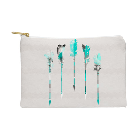 Iveta Abolina Teal Feathers Pouch