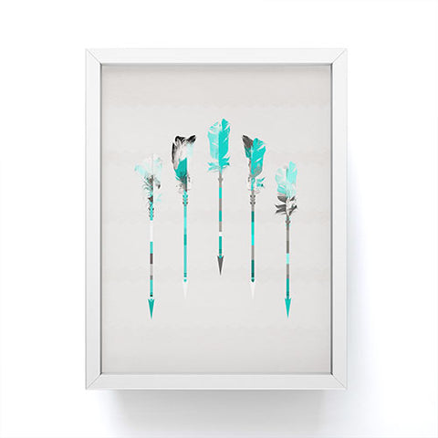 Iveta Abolina Teal Feathers Framed Mini Art Print
