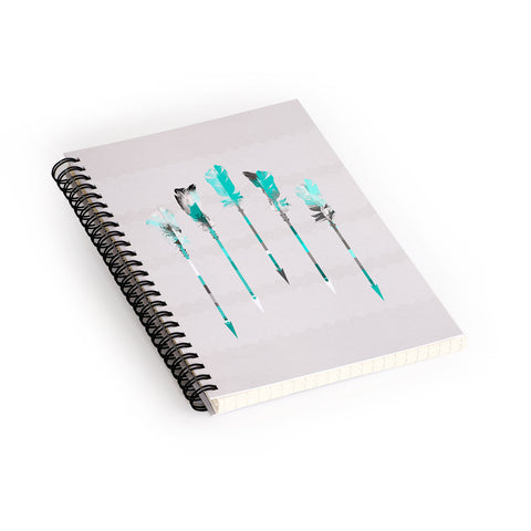 Iveta Abolina Teal Feathers Spiral Notebook