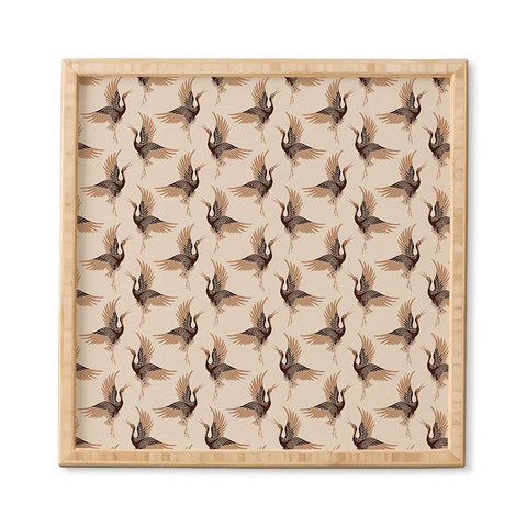 Iveta Abolina Terracotta Cranes Cream Framed Wall Art