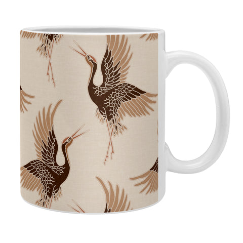 Iveta Abolina Terracotta Cranes Cream Coffee Mug