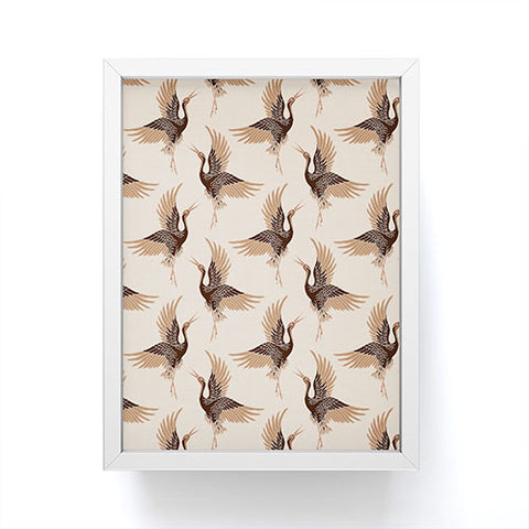 Iveta Abolina Terracotta Cranes Cream Framed Mini Art Print