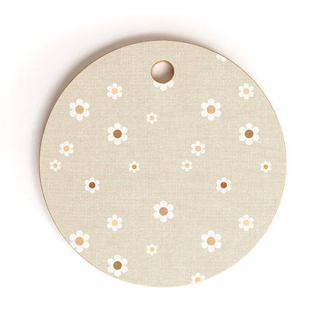 Iveta Abolina Tossed Daisies Neutral Cutting Board Round