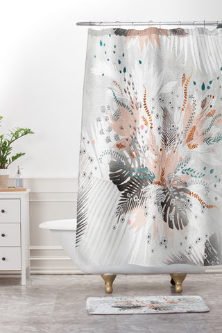 Iveta Abolina Tropical Silver Shower Curtain And Mat
