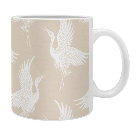 Iveta Abolina White Cranes Cream Coffee Mug