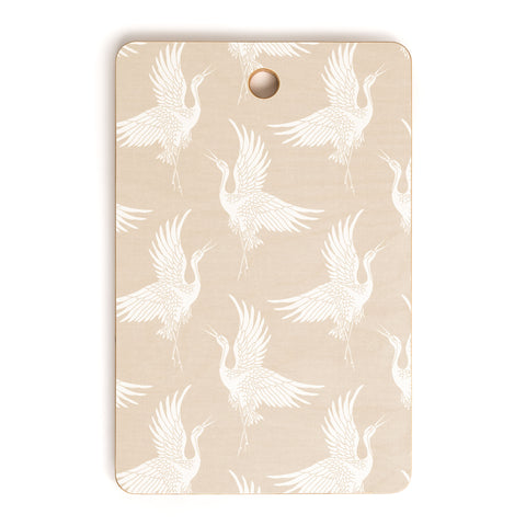 Iveta Abolina White Cranes Cream Cutting Board Rectangle