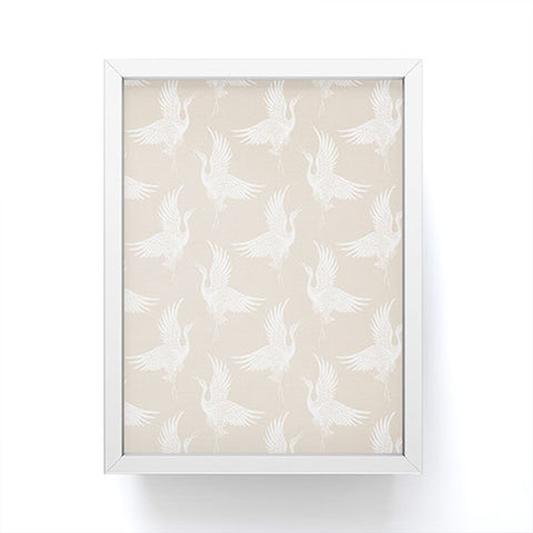 Iveta Abolina White Cranes Cream Framed Mini Art Print