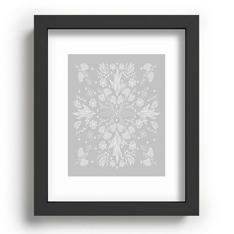 Iveta Abolina White Floral Gray II Recessed Framing Rectangle