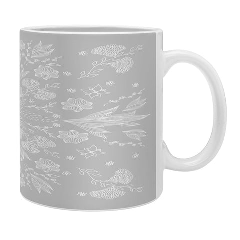 Iveta Abolina White Floral Gray II Coffee Mug