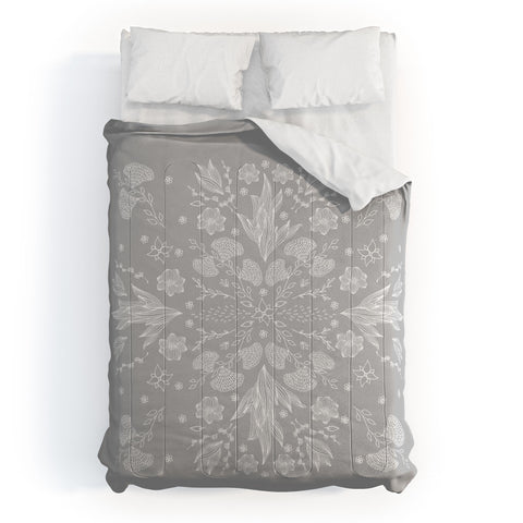 Iveta Abolina White Floral Gray II Comforter