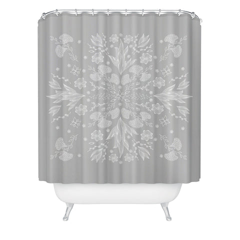 Iveta Abolina White Floral Gray II Shower Curtain