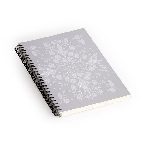 Iveta Abolina White Floral Gray II Spiral Notebook