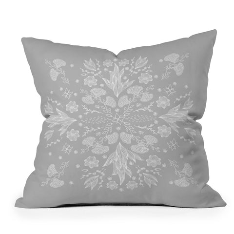 Iveta Abolina White Floral Gray II Throw Pillow