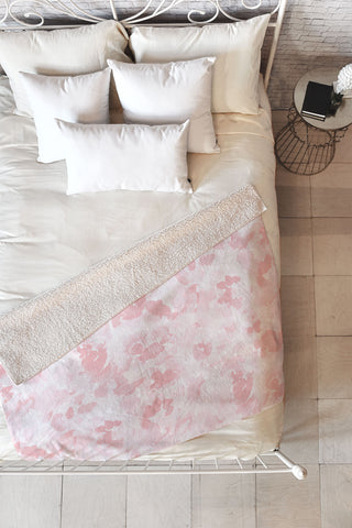 Jacqueline Maldonado Abstract Flora Millennial Pink Fleece Throw Blanket