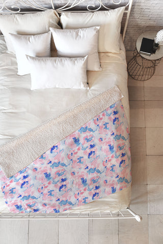 Jacqueline Maldonado Abstract Flora Pastel Fleece Throw Blanket