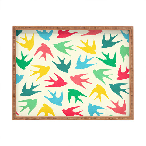 Jacqueline Maldonado Birds Multicolor Rectangular Tray