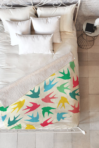 Jacqueline Maldonado Birds Multicolor Fleece Throw Blanket
