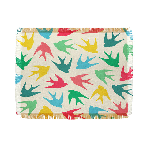 Jacqueline Maldonado Birds Multicolor Throw Blanket