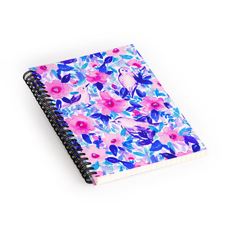 Jacqueline Maldonado Birds n Flowers Blue Spiral Notebook