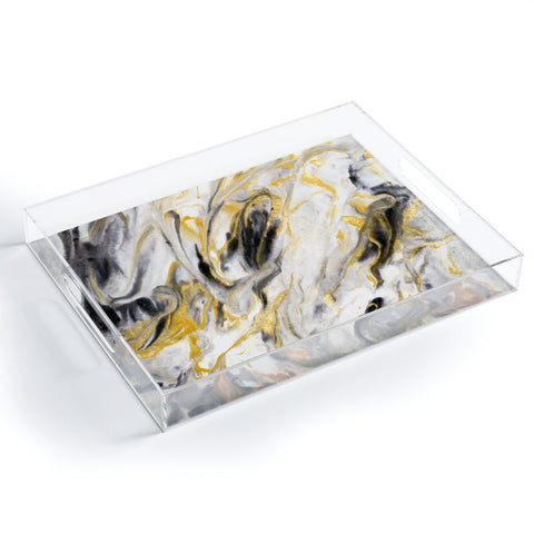 Jacqueline Maldonado Black and Gold Marble Acrylic Tray