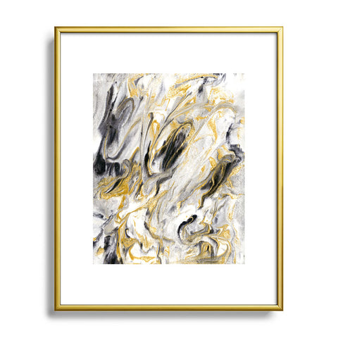 Jacqueline Maldonado Black and Gold Marble Metal Framed Art Print
