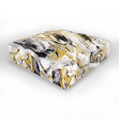 Jacqueline Maldonado Black and Gold Marble Outdoor Floor Cushion
