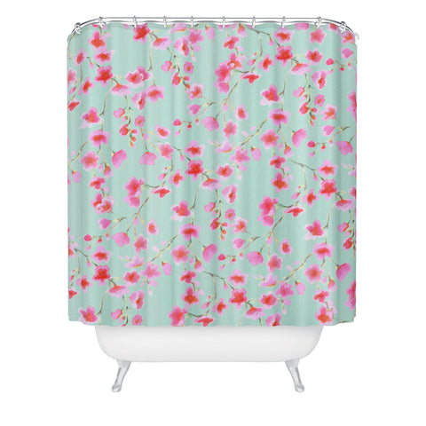 Jacqueline Maldonado Cherry Blossom Mint Shower Curtain