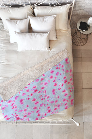Jacqueline Maldonado Cherry Blossom Periwinkle Fleece Throw Blanket