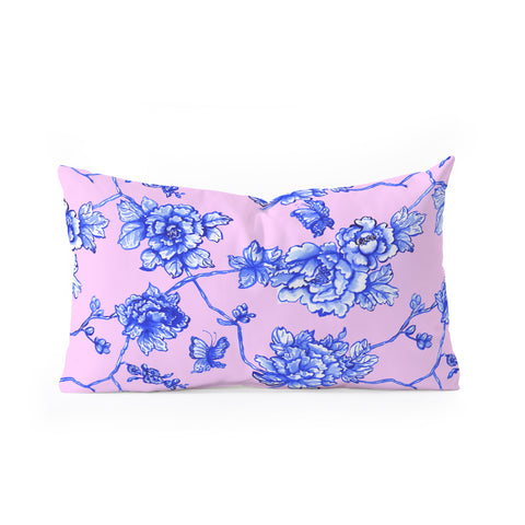 Jacqueline Maldonado Chinoserie Floral Blush Oblong Throw Pillow