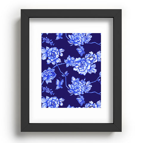Jacqueline Maldonado Chinoserie Floral Navy Recessed Framing Rectangle