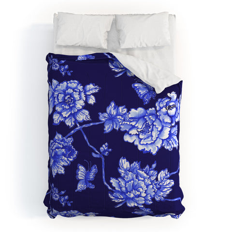 Jacqueline Maldonado Chinoserie Floral Navy Comforter