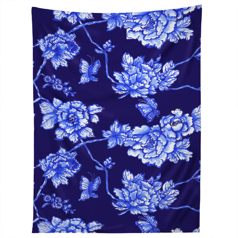 Jacqueline Maldonado Chinoserie Floral Navy Tapestry